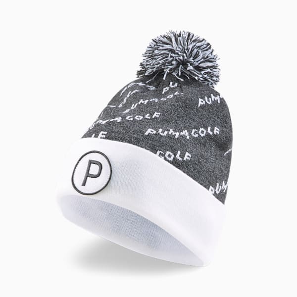 P Removable Pom Golf Beanie Men, Puma Black-Bright White, extralarge-GBR