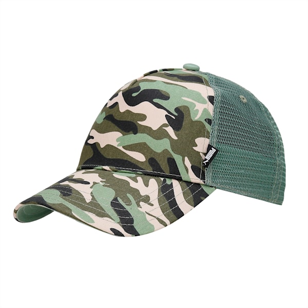 PUMA Academy Printed Unisex Trucker Cap, PUMA Black-Dark Green Moss-Camo AOP, extralarge-IND