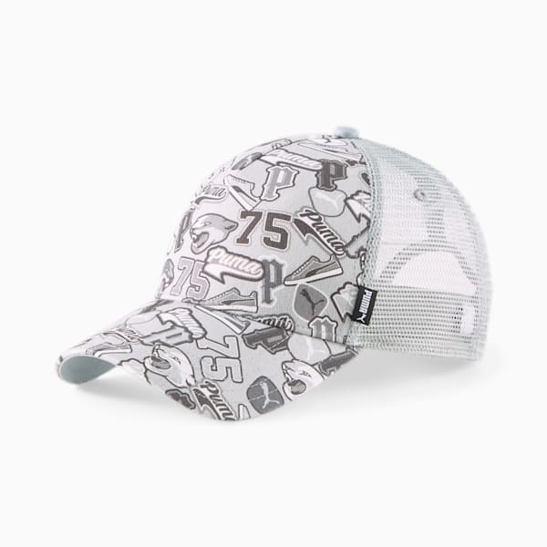 Academy Printed Trucker Cap, Cool Mid Gray-PUMA Black-AOP, extralarge-IND