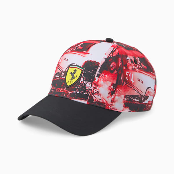 Gorra de automovilismo Scuderia Ferrari Sportwear Road Trip, PUMA Black-AOP, extralarge