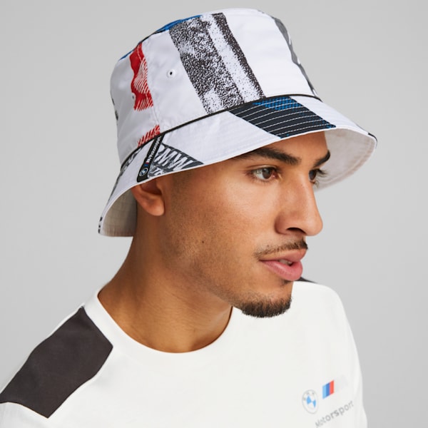 BMW M Motorsport Bucket Hat, PUMA White-AOP, extralarge