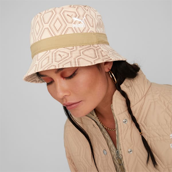 Luxe Sport Bucket Hat, Light Sand-AOP