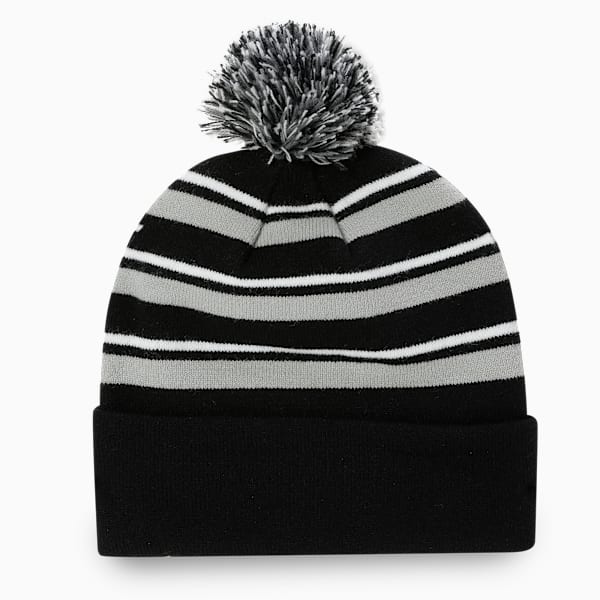 WRMLBL Men's Golf Stripe Pom Beanie, Ash Gray-PUMA Black, extralarge-IND