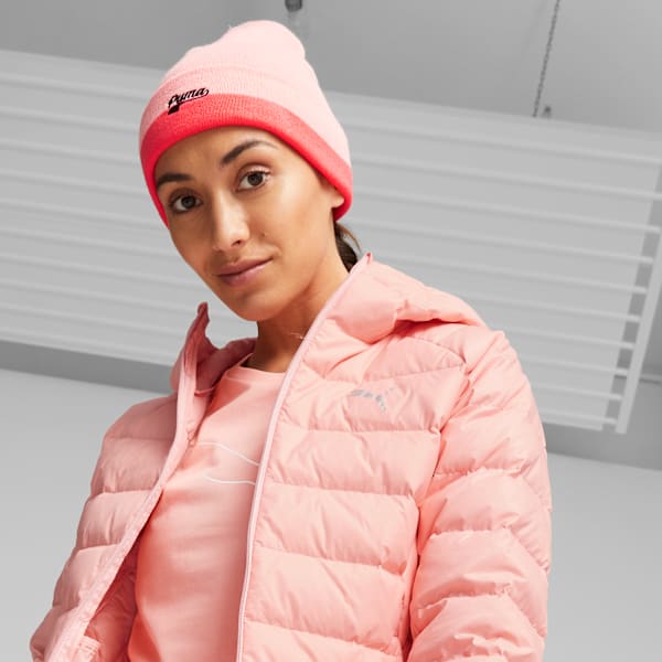 PUMA Script Logo Beanie, Peach Smoothie-Electric Blush-Dark Jasper, extralarge