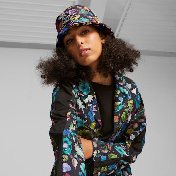 PUMA x LIBERTY Bucket Hat, PUMA Black-Floral AOP, extralarge