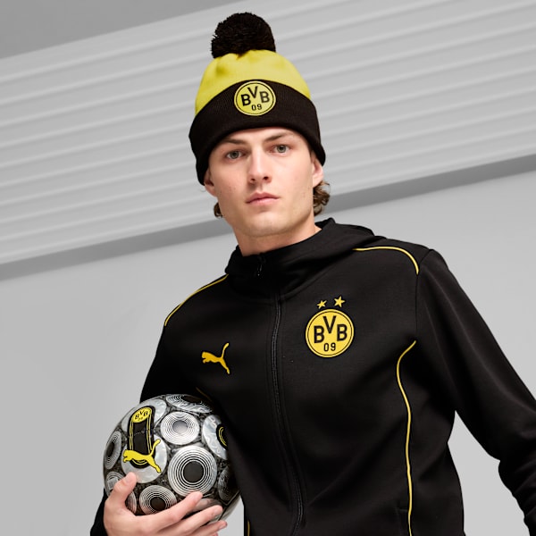Borussia Dortmund ftblESSENTIALS Pom Pom Beanie, Faster Yellow-PUMA Black, extralarge-GBR