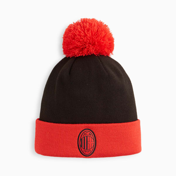 AC Milan ftblESSENTIALS Pom Pom Beanie, PUMA Black-For All Time Red, extralarge-GBR
