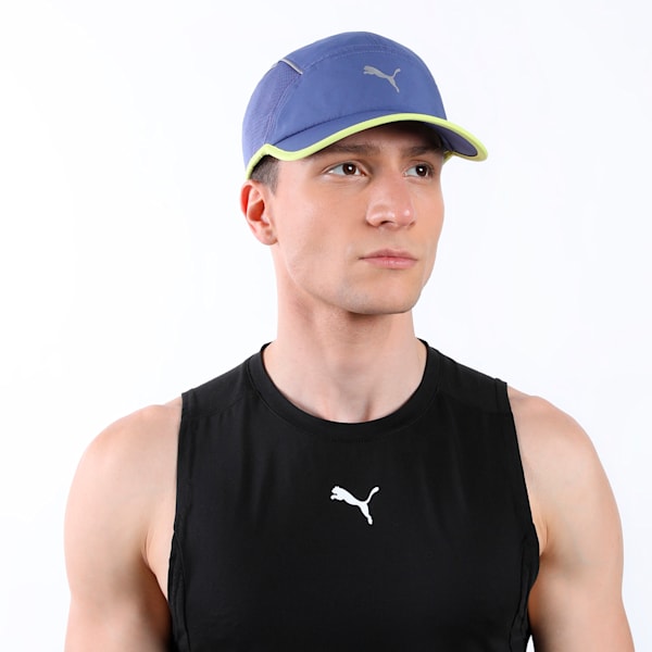 Runner Short Visor 5 Panel Running Cap, Blue Crystal, extralarge-IND