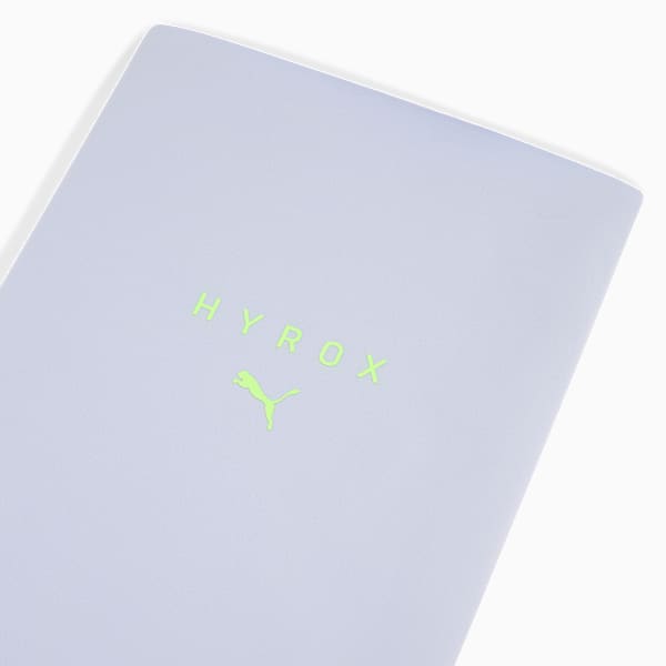 Lilac PUMA document folder with neon green 'HYROX' text and logo.
