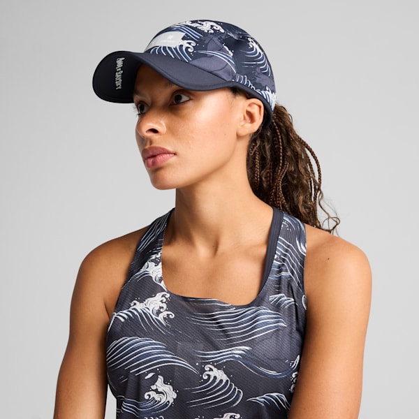 PUMA x SAYSKY 5 Panel Running Cap, New Navy-Feather Gray-AOP, extralarge