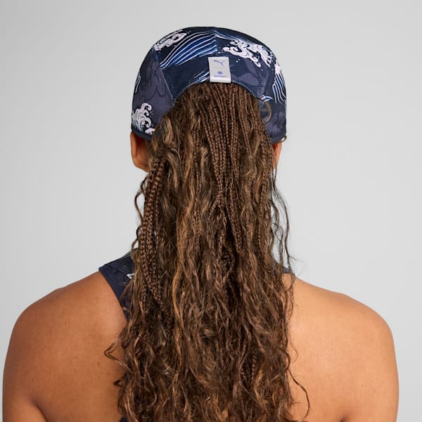 PUMA x SAYSKY 5 Panel Running Cap, New Navy-Feather Gray-AOP, extralarge