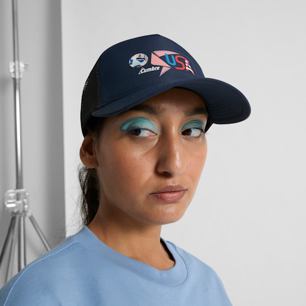 PUMA CONMEBOL Copa América 2024 Fan Trucker Cap, Club Navy-USA, extralarge