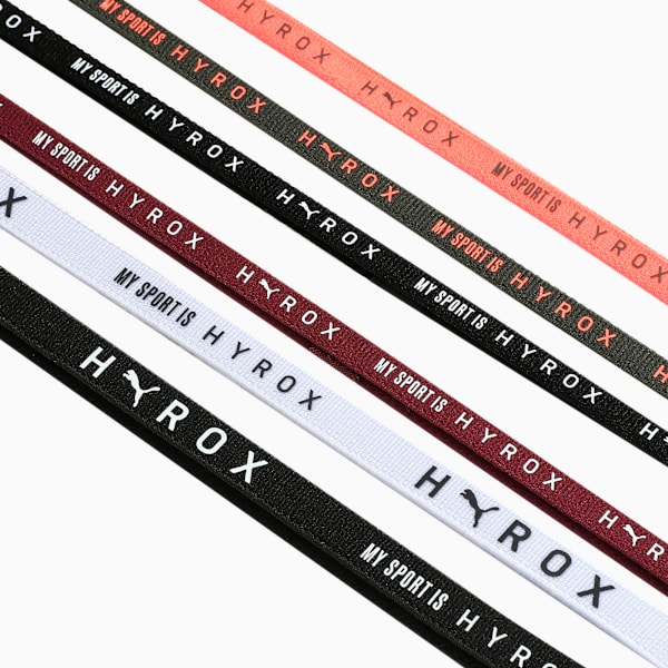 PUMA x HYROX Training Hairbands Pack of 6, PUMA Black-PUMA White-Ruby Shimmer-Glowing Orange, extralarge-IND