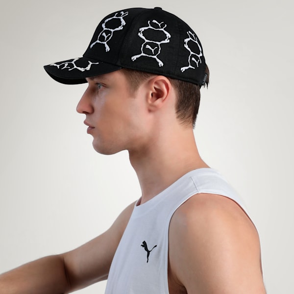 Cat Embroidery Baseball Cap, Puma Black-Puma White-AOP, extralarge-IND