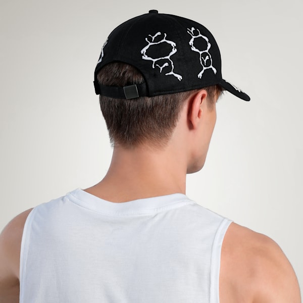Cat Embroidery Baseball Cap, Puma Black-Puma White-AOP, extralarge-IND