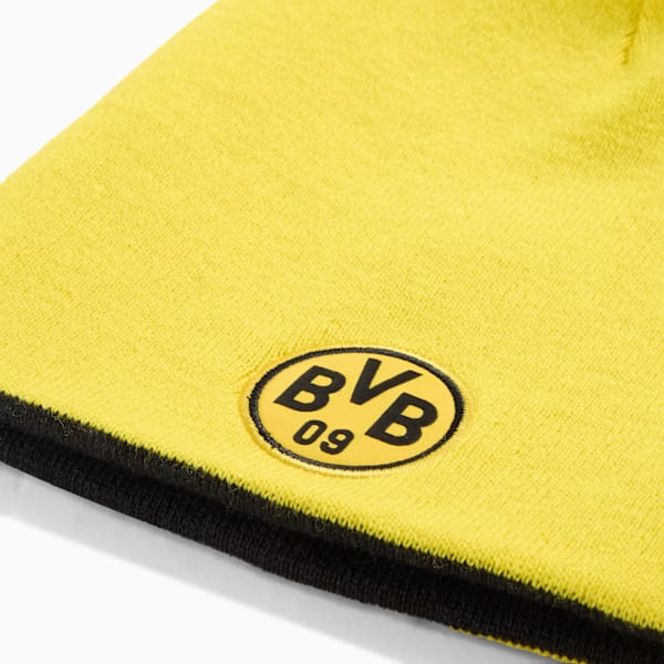Yellow PUMA beanie with black trim and a BVB 09 logo patch.