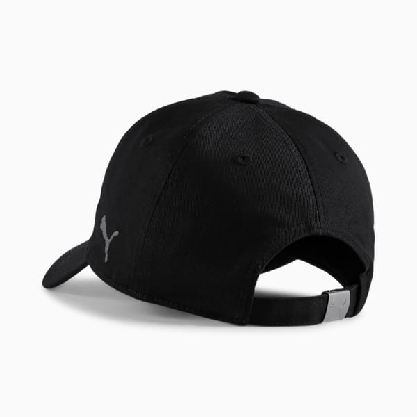 Black PUMA cap for adults with an adjustable strap at the back and a logo on the side.