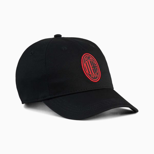 Black PUMA cap for adults with a red embroidered logo on the front panel.