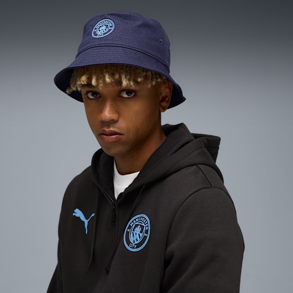Manchester City Essentials Bucket Hat, PUMA Navy-Team Light Blue, extralarge-GBR