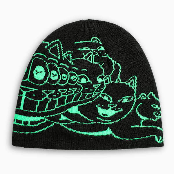 PUMA x RIPNDIP Reversible Skull Beanie, PUMA Black-Fluro Green Pes, extralarge-IND