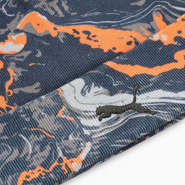 LAFRANCE Embroidered Mid Crown Beanie, Flat Dark Gray-Galactic Gray-Orange Glo-AOP, extralarge-IND