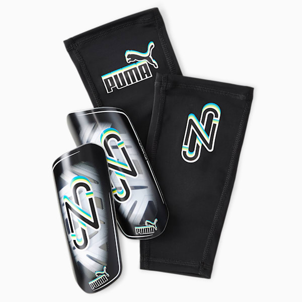 Neymar JR. ULTRA Flex Sleeve Shinguards, Puma Black-Puma White-multi colour, extralarge