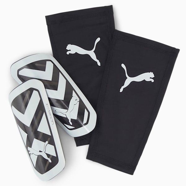 ULTRA Flex Sleeve Soccer Shin Guards, PUMA Black-PUMA White, extralarge