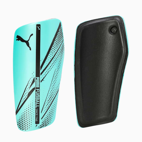 ATTACANTO Football Shin Guards, Electric Peppermint-PUMA Black, extralarge-IND