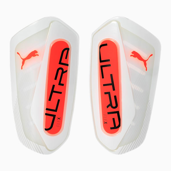ULTRA Flex Football Sleeves Shinguards, PUMA White-Glowing Red, extralarge-IND