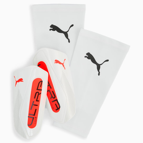 Espinilleras de fútbol ULTRA Light, PUMA White-Glowing Red, extralarge