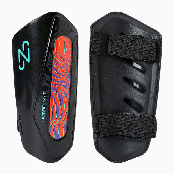 Neymar Jr. ULTRA Light Football Strap Shinguards, Orange Poppy-PUMA Black, extralarge-IND