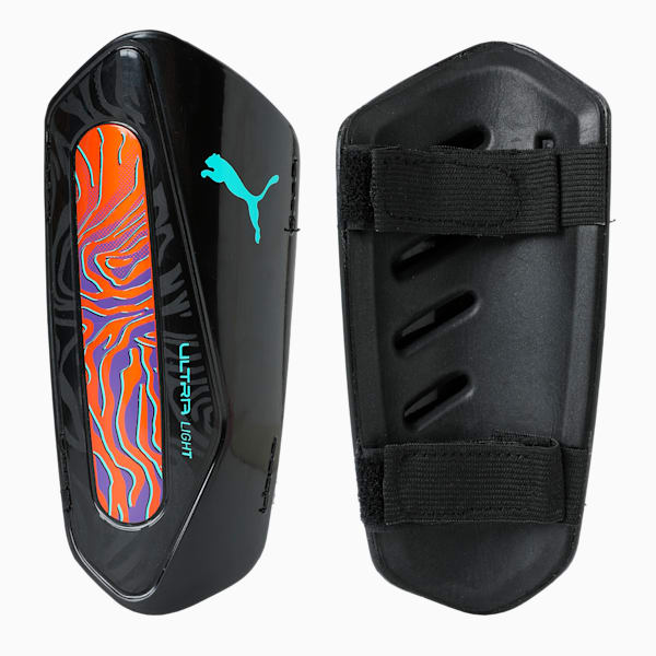 Neymar Jr. ULTRA Light Football Strap Shinguards, Orange Poppy-PUMA Black, extralarge-IND
