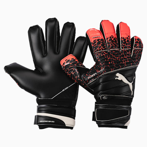 evoPOWER Protect 1.3 Soccer Goalkeeper Gloves, Fiery Coral-Black-White, extralarge