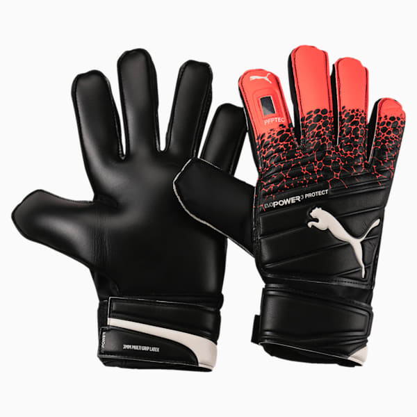 evoPOWER Protect 3.3 Goalkeeper Gloves, Fiery Coral-Black-White, extralarge