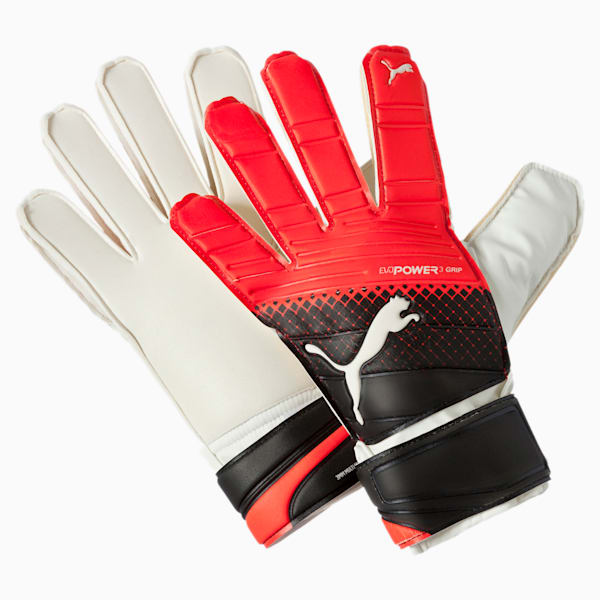 evoPOWER Grip 3.3 RC Football Goalie's Gloves, Puma Black-Red Blast-Puma White, extralarge-IND