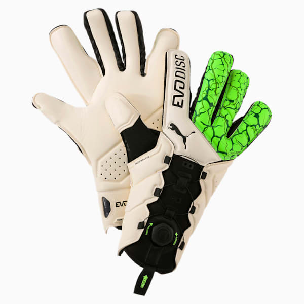 evoDISC GK Goalkeeper Gloves, Green Gecko-Puma White, extralarge