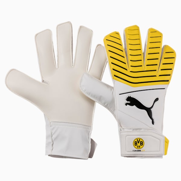 Borussia Dortmund PUMA ONE Grip 17.4 Goalkeeper Gloves, Cyber Yellow-Puma Black, extralarge