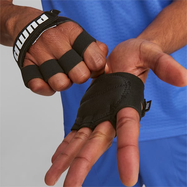 Training Grip Unisex Cut Fingered Gloves, Puma Black-Puma White, extralarge-IDN