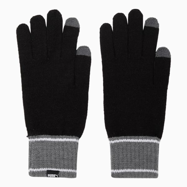 PUMA Knit Winter Gloves, Puma Black-Dark Gray Heather, extralarge-IND