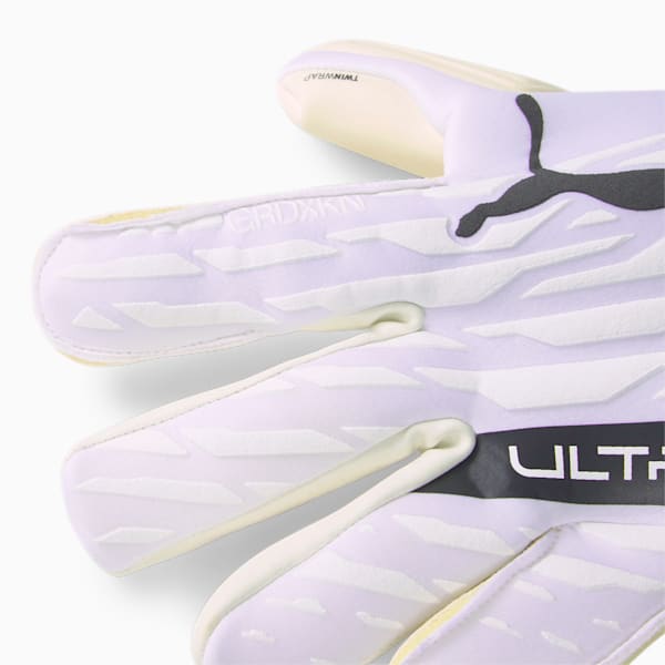 ULTRA Grip 1 Hybrid Pro Goalkeeper Gloves, Puma White-Puma Black-Ocean Dive-Deep Orchid-Yellow Alert