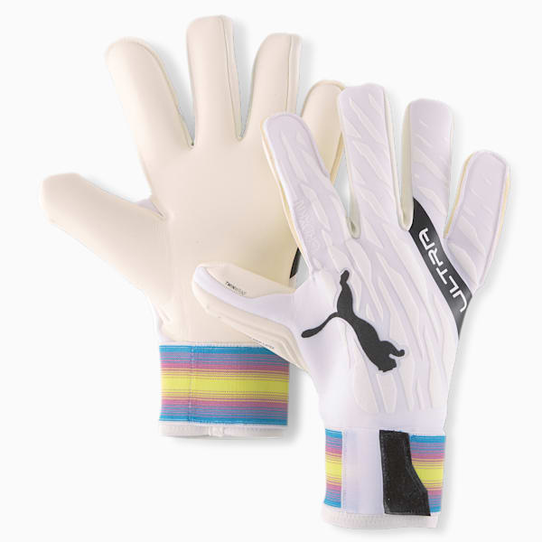 Guantes Portero ULTRA Grip 1 Hybrid Pro, Puma White-Puma Black-Ocean Dive-Deep Orchid-Yellow Alert, extralarge