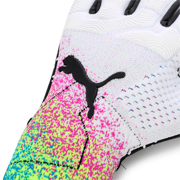 Guantes de arquero de fútbol Future:ONE Grip 1 NC, Puma White-Puma Black-Spring Break-Deep Orchid-Yellow Alert, extralarge