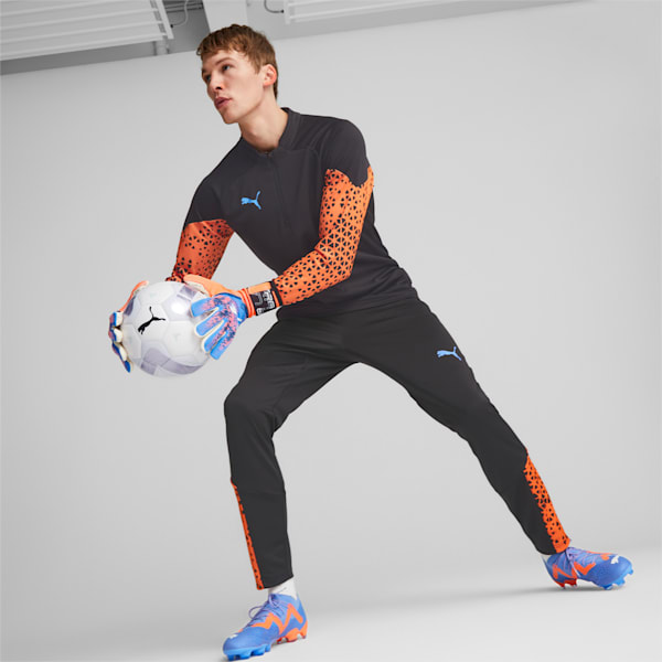 ULTRA Ultimate 1 Negative Cut Soccer Goalkeeper's Gloves, Ultra Orange-Blue Glimmer