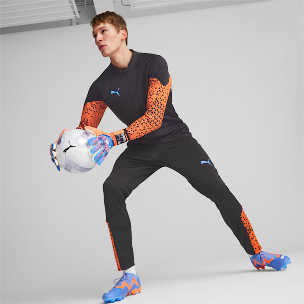 ULTRA Ultimate 1 Negative Cut Soccer Goalkeeper's Gloves, Ultra Orange-Blue Glimmer, extralarge