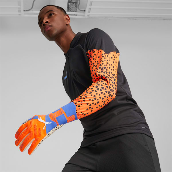 Guantes de portero de fútbol con corte negativo FUTURE Ultimate, Ultra Orange-Blue Glimmer, extralarge