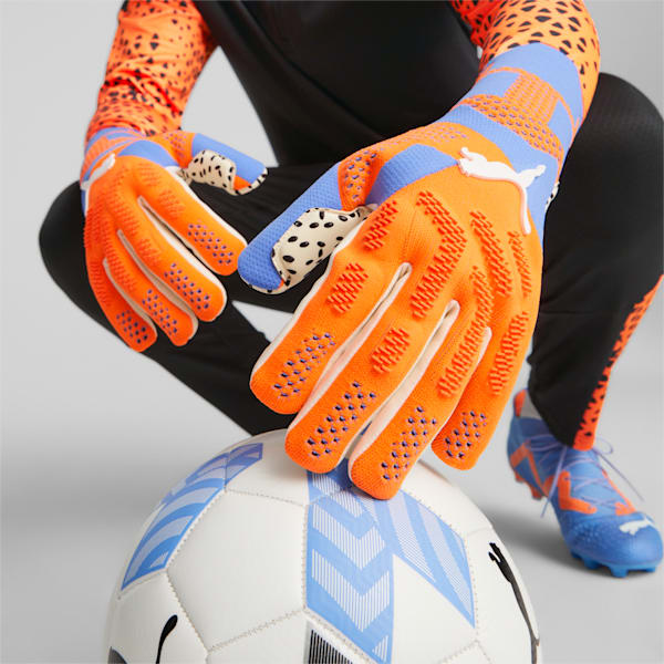 Guantes de portero de fútbol con corte negativo FUTURE Ultimate, Ultra Orange-Blue Glimmer, extralarge