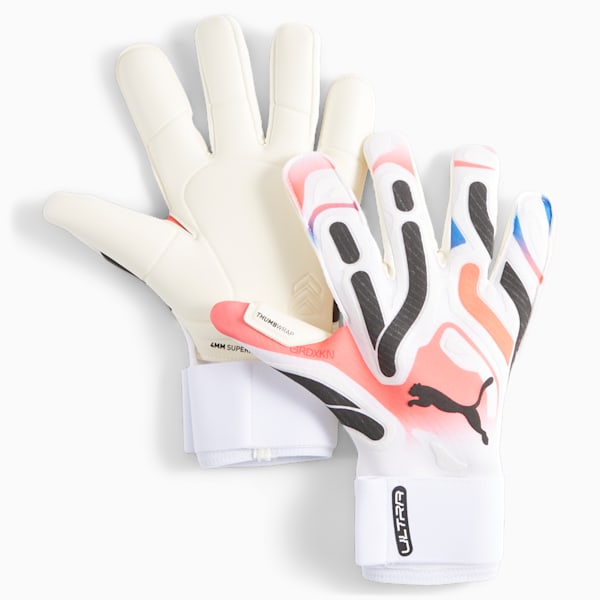 ULTRA Ultimate Hybrid Men's Goalkeeper Gloves, PUMA White-Ultra Blue-Fire Orchid, extralarge
