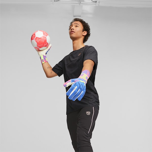 FUTURE Ultimate ENERGY NC Men's Goalkeeper Gloves, Ultra Blue-Yellow Alert-Luminous Pink, extralarge