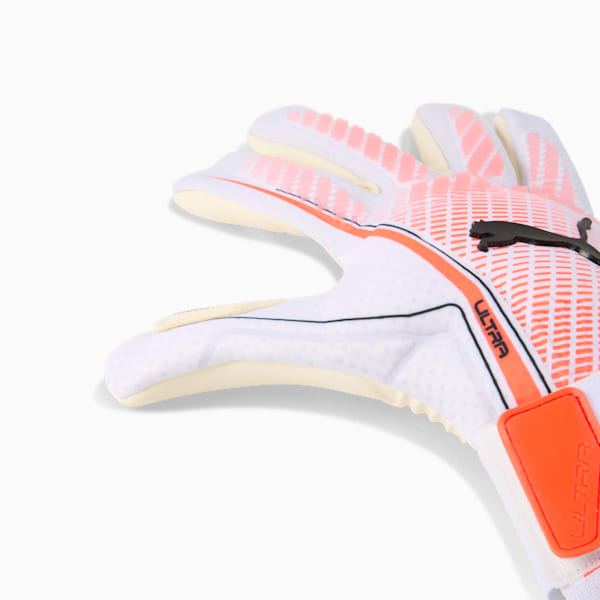 ULTRA ULTIMATE Hybrid Goalkeeper Gloves, PUMA White-Glowing Red-PUMA Black, extralarge