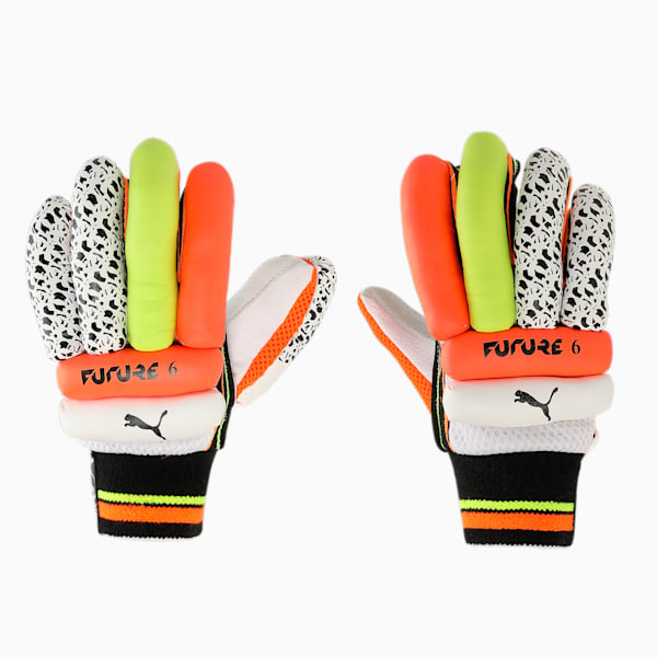 Future 6 Cricket Batting Gloves, Fast Yellow-Ultra Orange, extralarge-IND